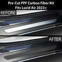 Fits Lucid Air 2022+ Precut Door Sill Premium Paint Protection Film PPF Decal Film Kit Cover, Gloss Black Carbon Fiber