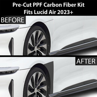 Fits Lucid Air 2022+ Precut Premium Gloss Black Carbon Fiber Fender Paint Protection Film PPF Decal Film Kit