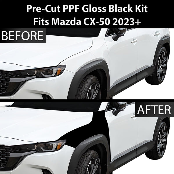 Fits Mazda CX-50 2023+ Precut Premium Gloss Black Carbon Fiber Fender Paint Protection Film PPF Decal Film Kit Cover