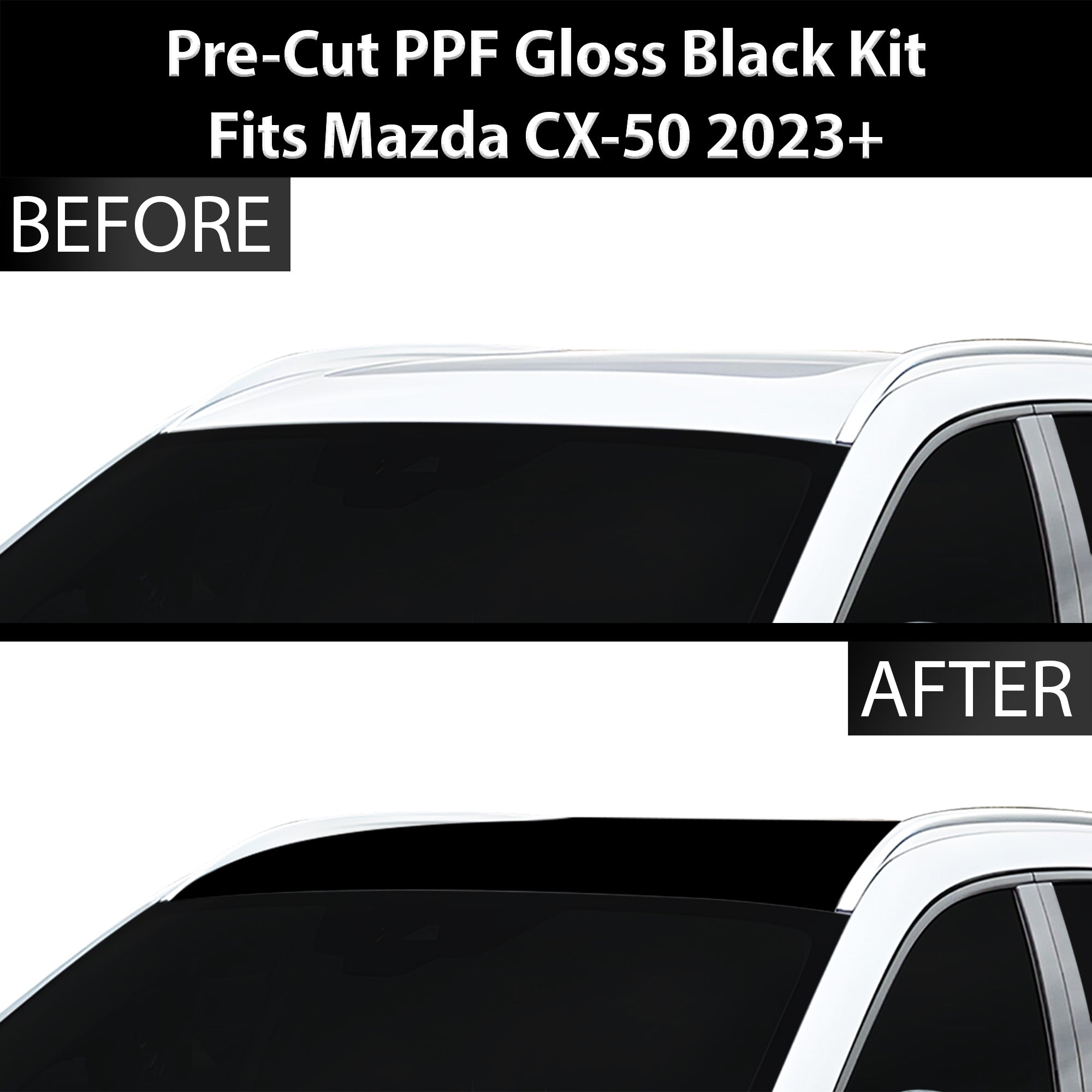 Fits Mazda CX - 50 2023+ Precut Premium Gloss Black Carbon Fiber Roof Paint Protection Film PPF Decal Film Kit Cover - Bogar Tech Designs