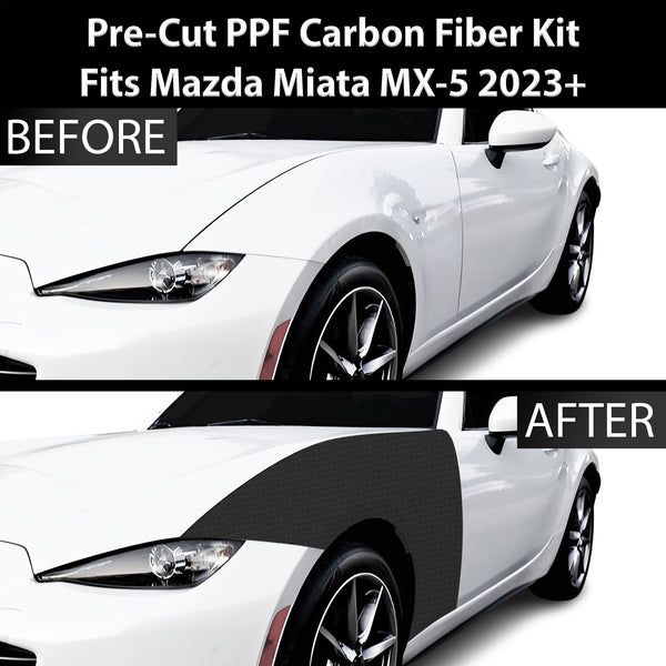 Fits Mazda MX-5 Miata 2016-2024 Precut Premium Gloss Black Carbon Fiber Fender Paint Protection Film PPF Decal Film Kit Cover