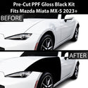 Fits Mazda MX-5 Miata 2016-2024 Precut Premium Gloss Black Carbon Fiber Fender Paint Protection Film PPF Decal Film Kit Cover