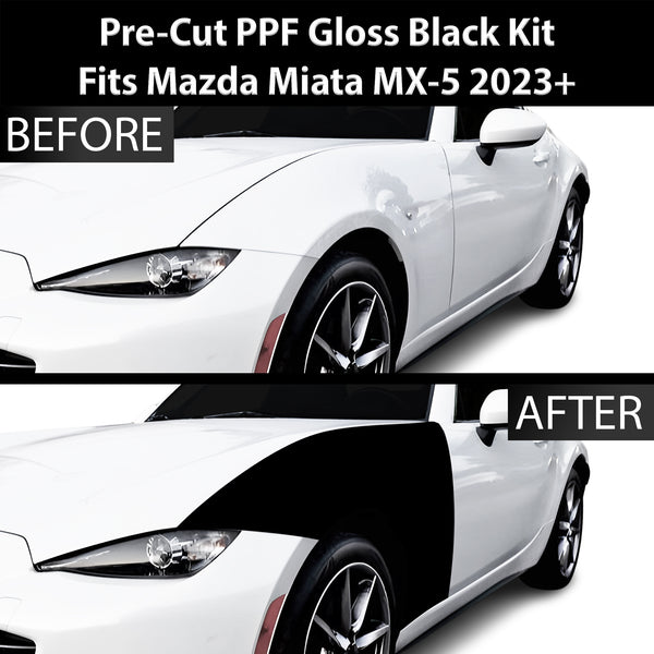 Fits Mazda MX-5 Miata 2016-2024 Precut Premium Gloss Black Carbon Fiber Fender Paint Protection Film PPF Decal Film Kit Cover