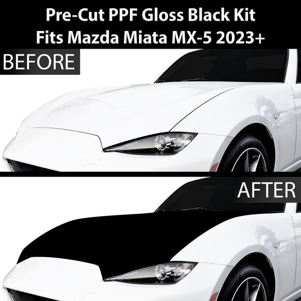 Fits Mazda MX-5 Miata 2016-2024 Precut Premium Gloss Black Carbon Fiber Hood Paint Protection Film PPF Decal Film Kit Cover