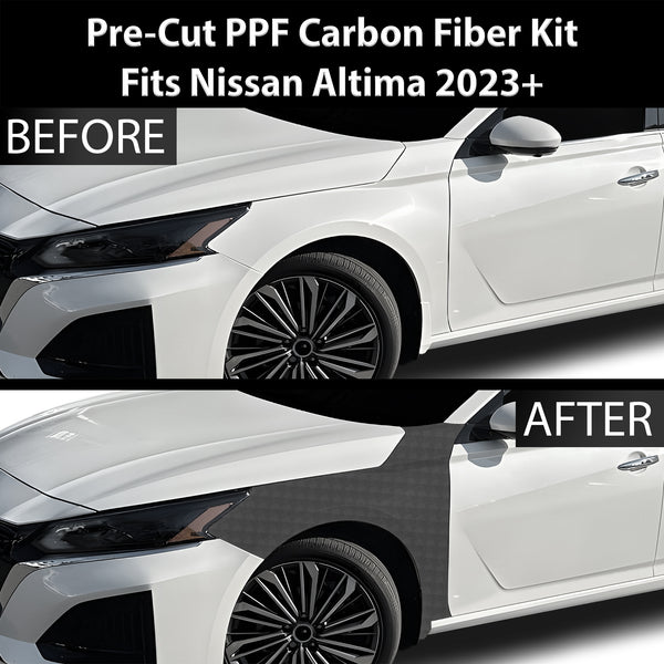 Fits Nissan Altima 2019-2024 Precut Premium Gloss Black Carbon Fiber Fender Paint Protection Film PPF Decal Film Kit