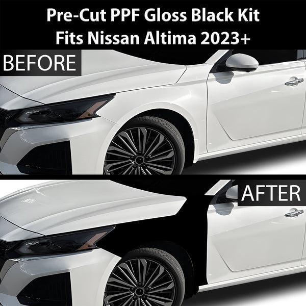 Fits Nissan Altima 2019-2024 Precut Premium Gloss Black Carbon Fiber Fender Paint Protection Film PPF Decal Film Kit