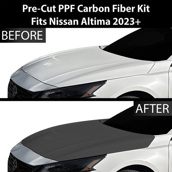 Fits Nissan Altima 2019-2024 Precut Premium Gloss Black Carbon Fiber Hood Paint Protection Film PPF Decal Film Kit