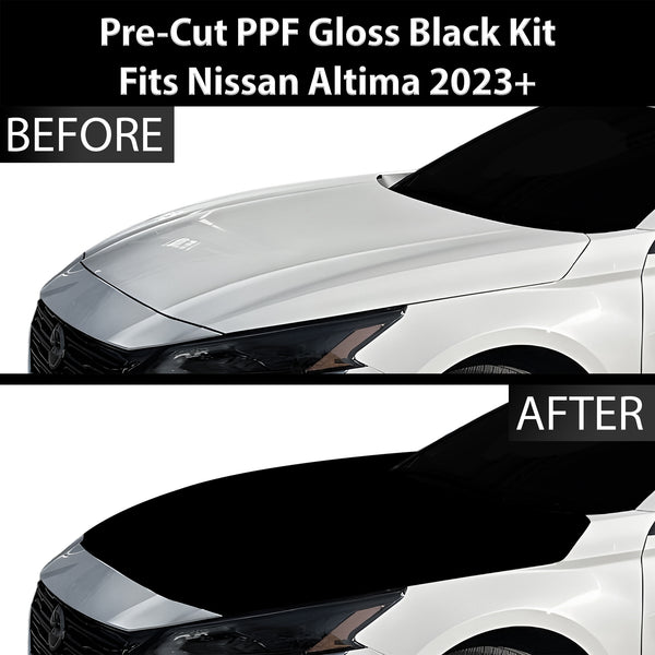 Fits Nissan Altima 2019-2024 Precut Premium Gloss Black Carbon Fiber Hood Paint Protection Film PPF Decal Film Kit Cover