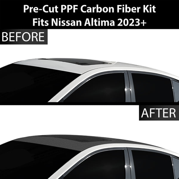 Fits Nissan Altima 2019-2024 Precut Premium Gloss Black Carbon Fiber Roof Paint Protection Film PPF Decal Film Kit Cover