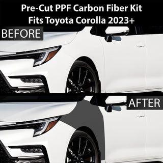 Fits Toyota Corolla 2020+ Precut Premium Gloss Black Carbon Fiber Fender Paint Protection Film PPF Decal Film Kit Cover