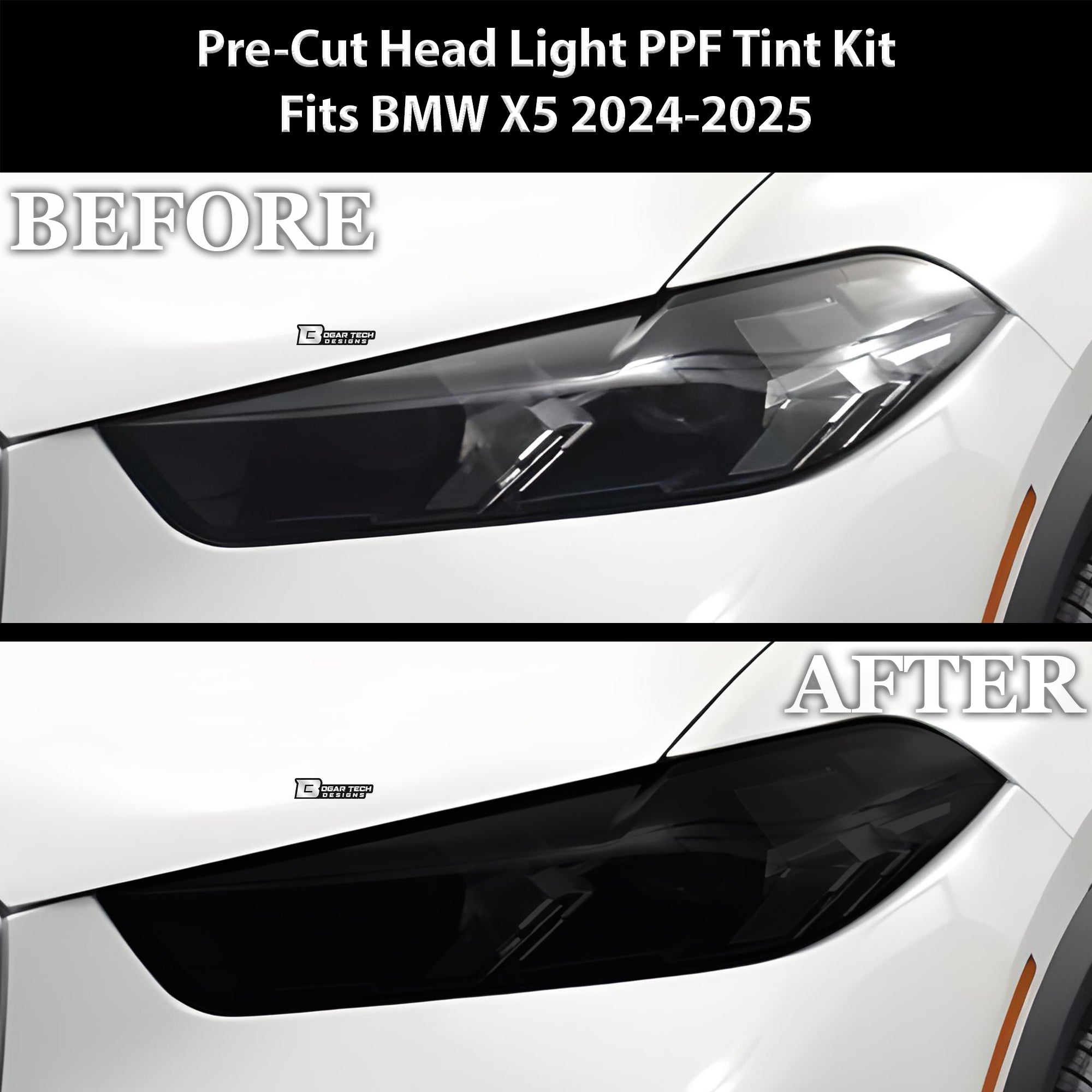 Full Headlight Taillight Precut Smoked PPF Tint Kit Film Overlay Fits BMW X5 2023 - 2025 - Bogar Tech Designs
