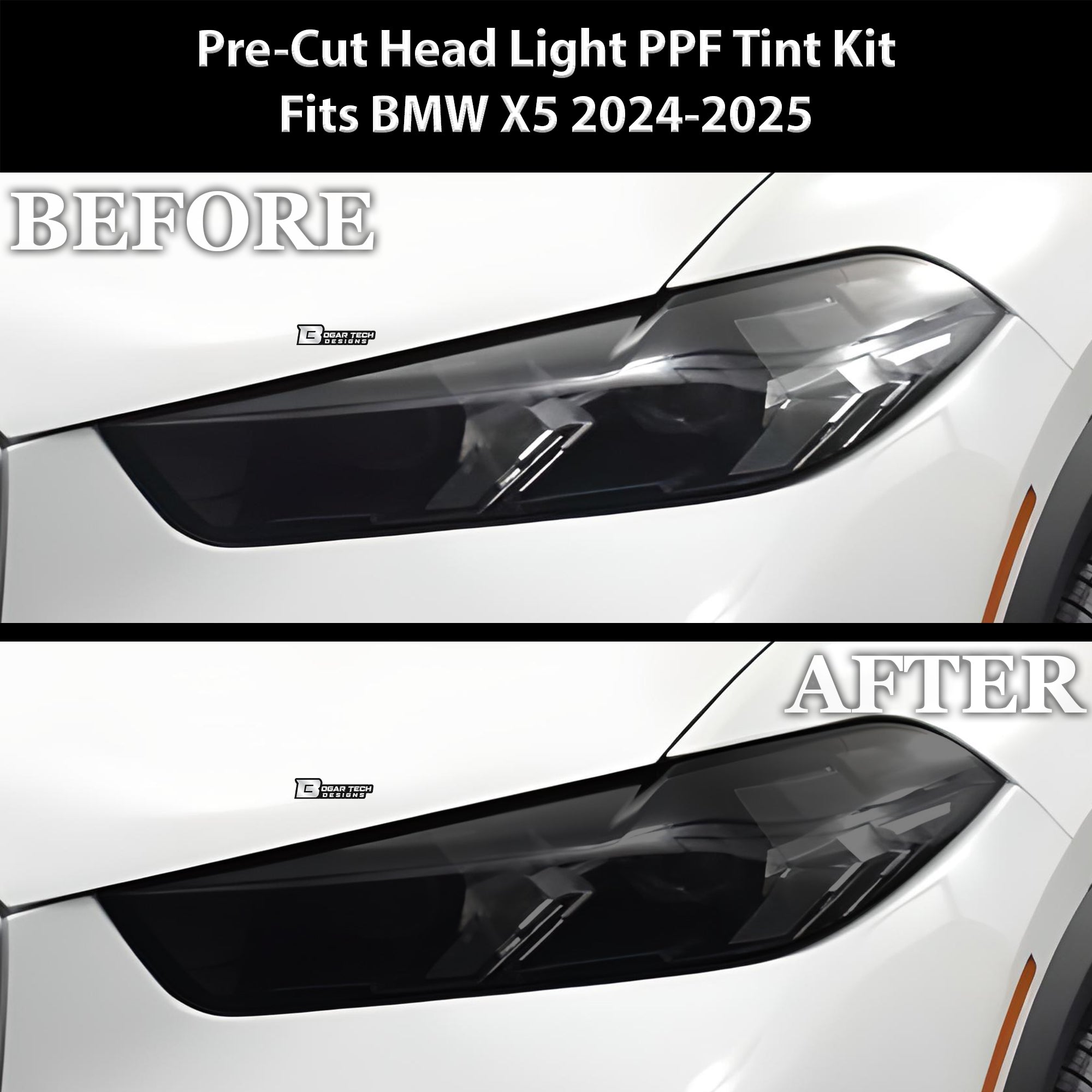 Full Headlight Taillight Precut Smoked PPF Tint Kit Film Overlay Fits BMW X5 2023 - 2025 - Bogar Tech Designs