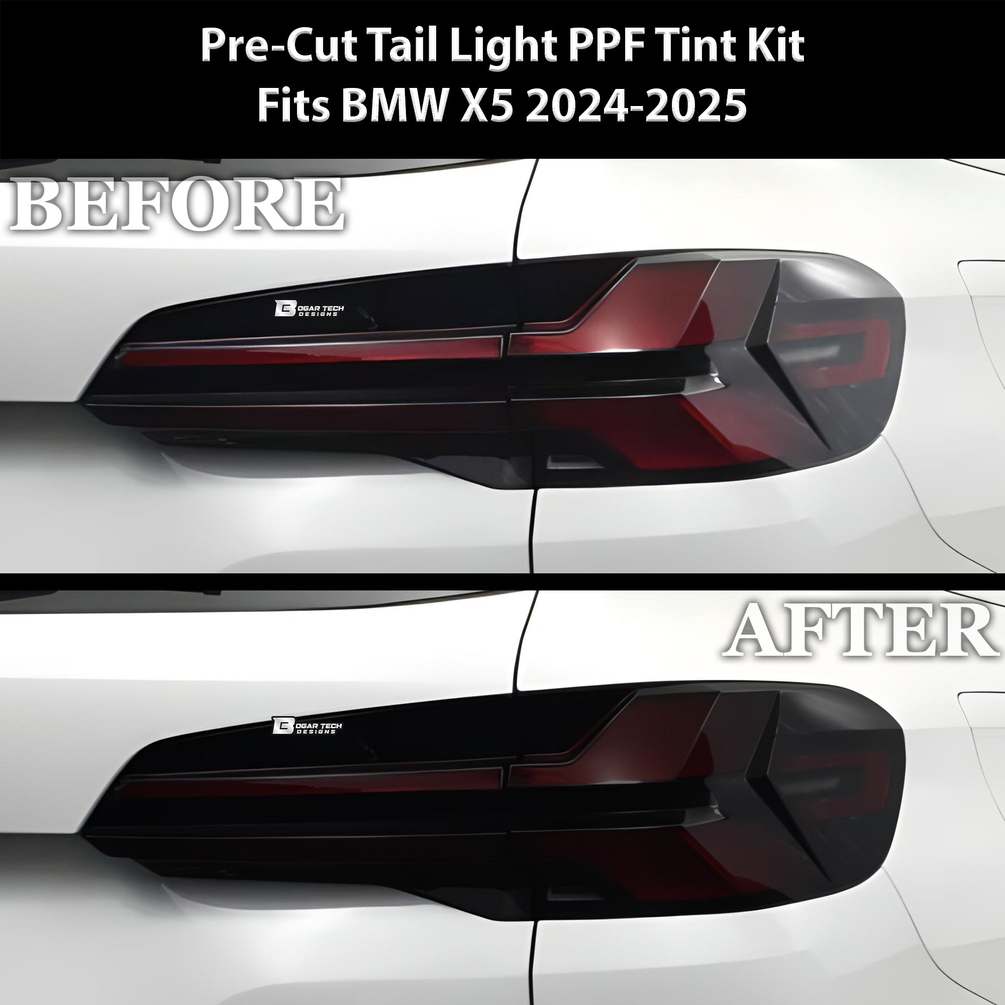 Full Headlight Taillight Precut Smoked PPF Tint Kit Film Overlay Fits BMW X5 2023 - 2025 - Bogar Tech Designs