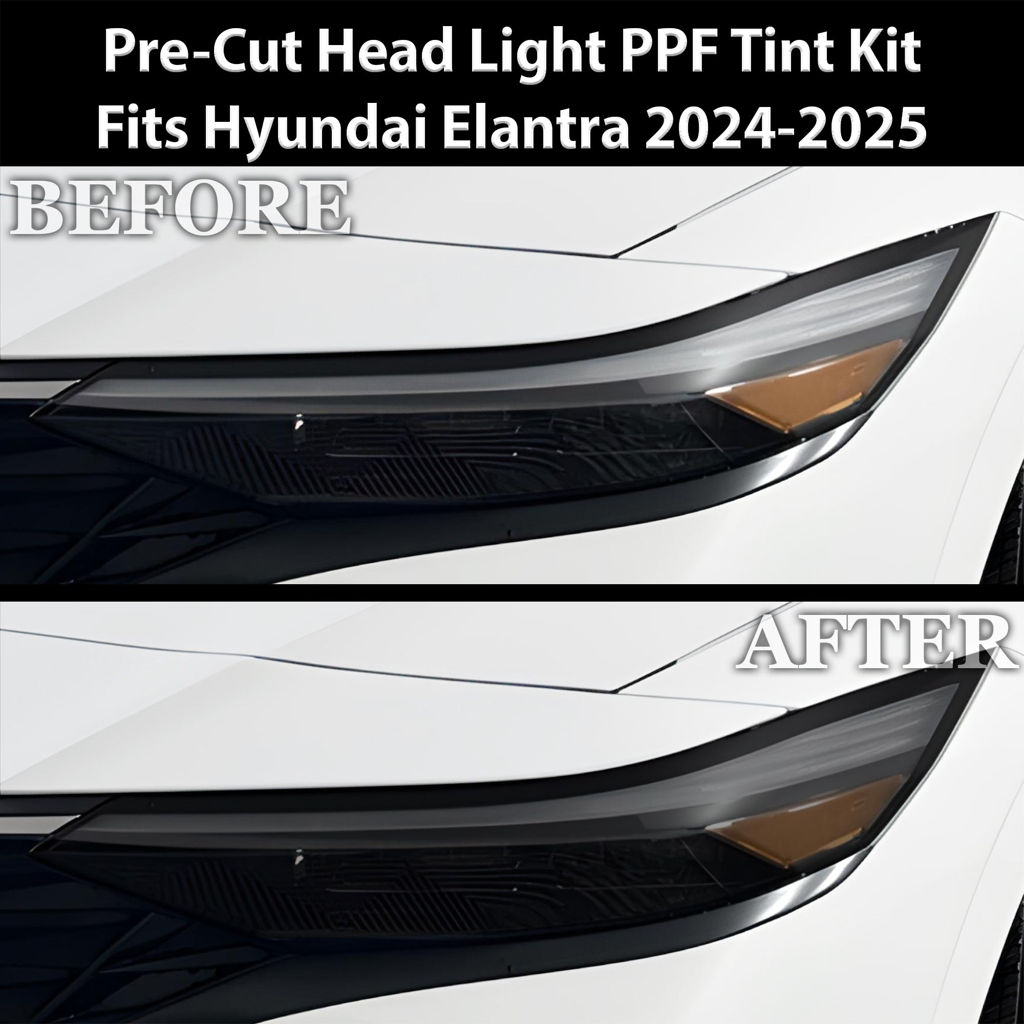 Full Headlight Taillight Precut Smoked PPF Tint Kit Film Overlay Fits Hyundai Elantra 2021 - 2025 - Bogar Tech Designs