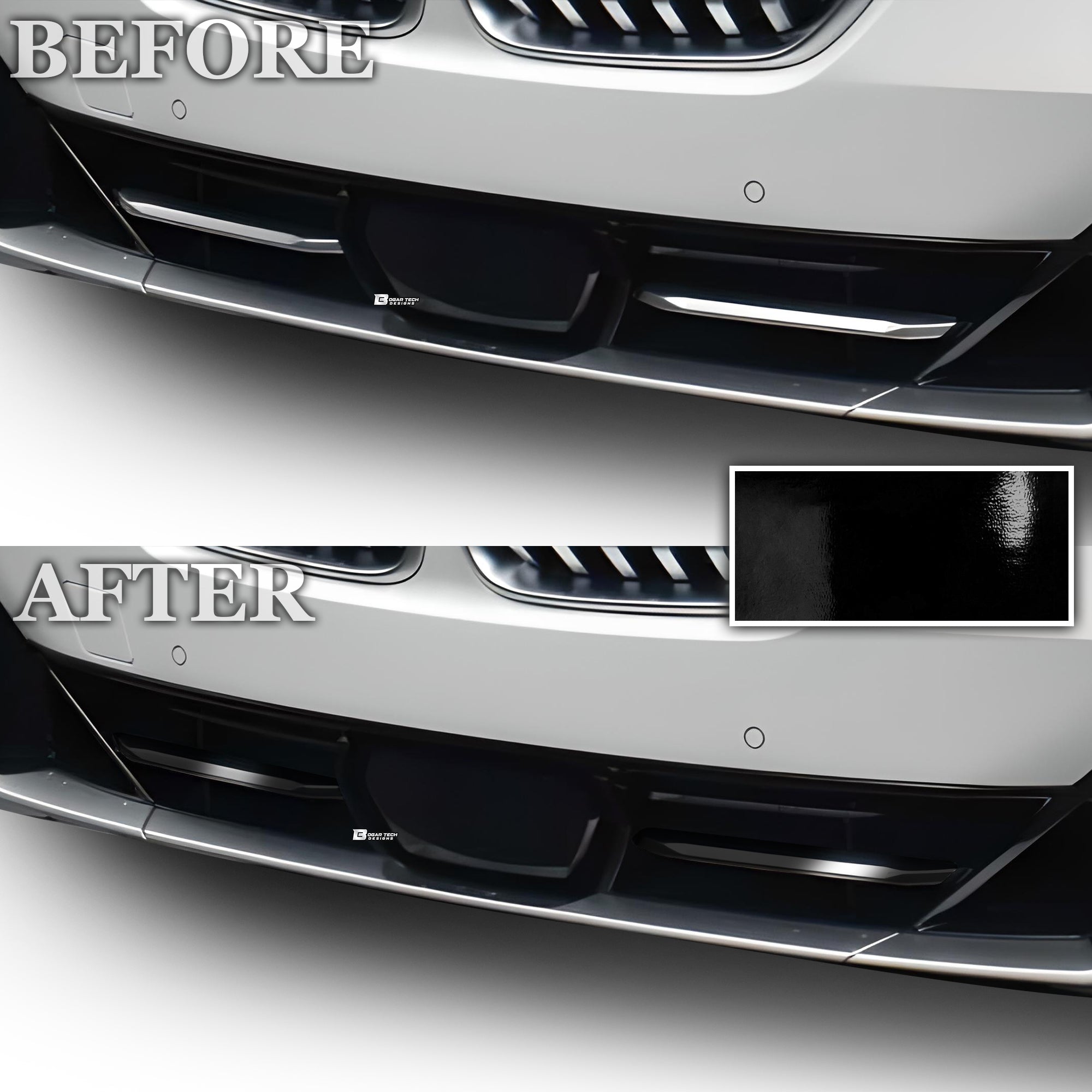 Vinyl Chrome Delete Grille Side Window Blackout Decal Stickers Overlay Film Fits BMW X5 2019 - 2025 - Bogar Tech Designs