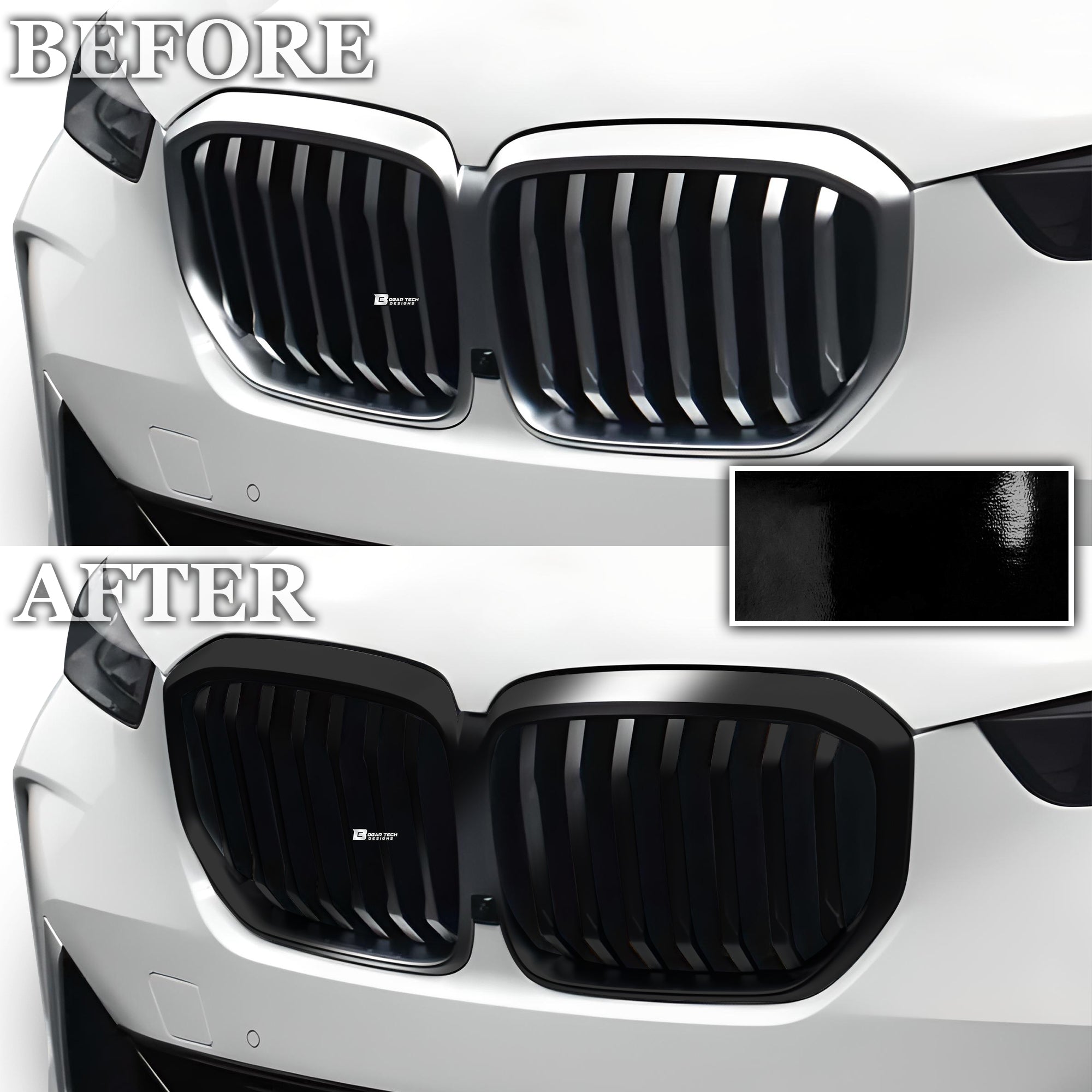 Vinyl Chrome Delete Grille Side Window Blackout Decal Stickers Overlay Film Fits BMW X5 2019 - 2025 - Bogar Tech Designs