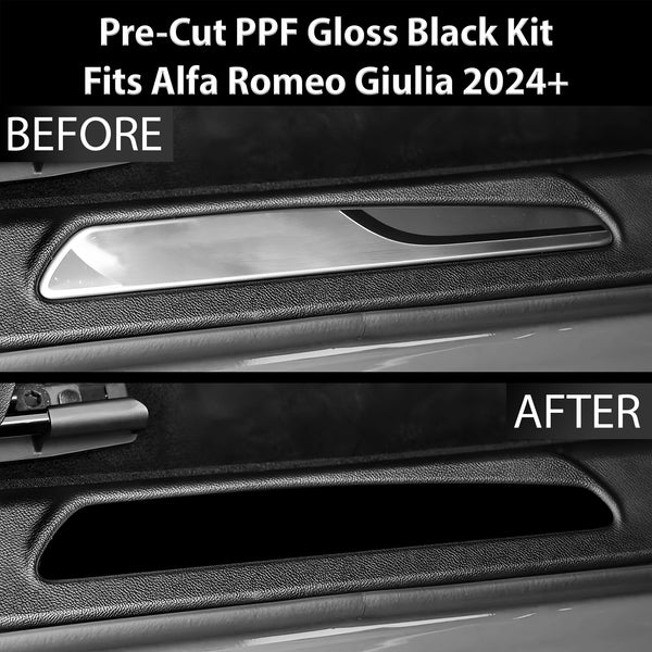 Fits Alfa Romeo Giulia 2024+ Precut Door Sill Premium Paint Protection Film PPF Decal Film Kit, Gloss Black Carbon Fiber