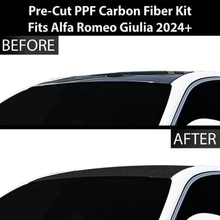 Fits Alfa Romeo Giulia 2016+ Precut Premium Gloss Black Carbon Fiber Roof Paint Protection Film PPF Decal Film Kit