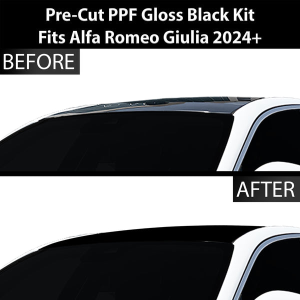 Fits Alfa Romeo Giulia 2016+ Precut Premium Gloss Black Carbon Fiber Roof Paint Protection Film PPF Decal Film Kit Cover