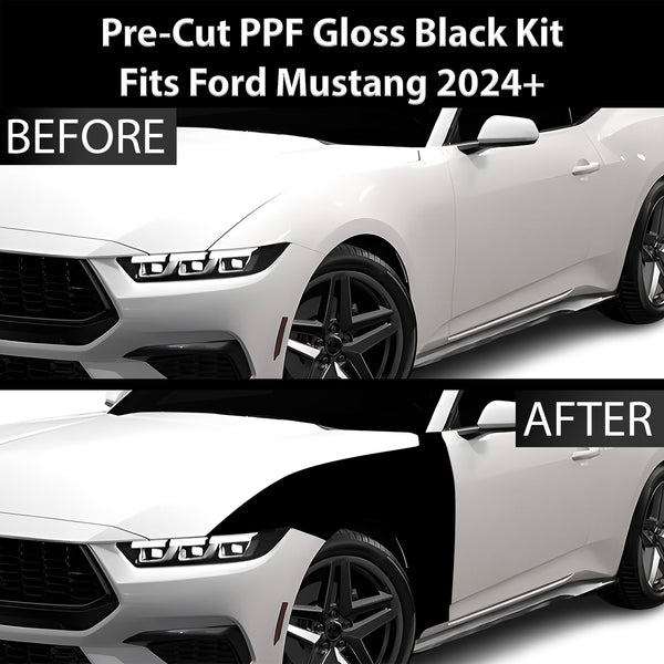 Fits Ford Mustang 2024+ Precut Premium Gloss Black Carbon Fiber Fender Paint Protection Film PPF Decal Film Kit