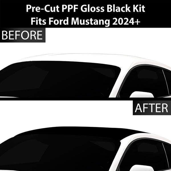 Fits Ford Mustang 2024+ Precut Premium Gloss Black Carbon Fiber Roof Paint Protection Film PPF Decal Film Kit