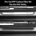 Fits KIA EV9 2024+ Precut Door Sill Premium Paint Protection Film PPF Decal Film Kit Cover, Gloss Black Carbon Fiber