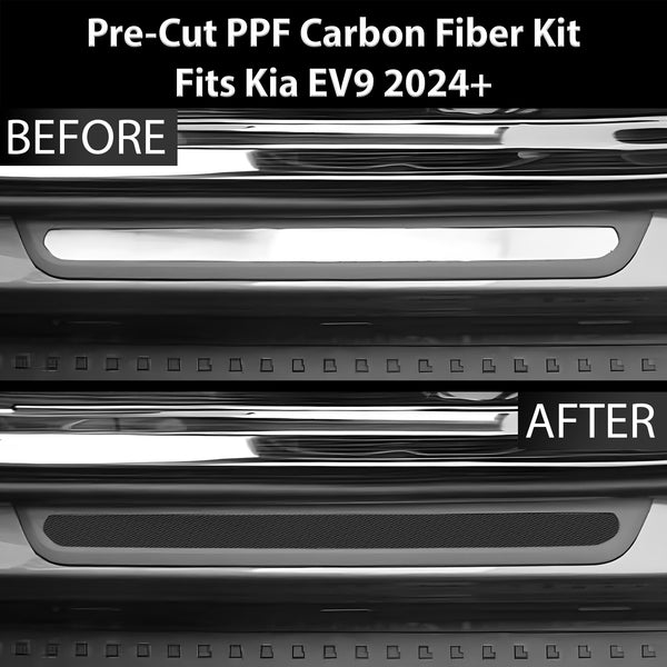 Fits KIA EV9 2024+ Precut Door Sill Premium Paint Protection Film PPF Decal Film Kit Cover, Gloss Black Carbon Fiber