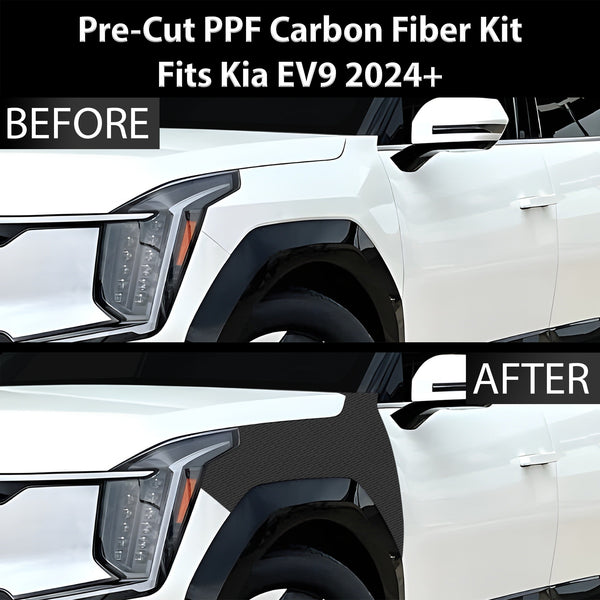 Fits KIA EV9 2024+ Precut Premium Gloss Black Carbon Fiber Fender Paint Protection Film PPF Decal Film Kit