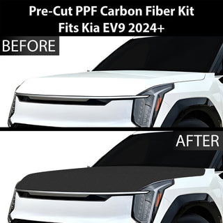 Fits KIA EV9 2024+ Precut Premium Gloss Black Carbon Fiber Hood Paint Protection Film PPF Decal Film Kit