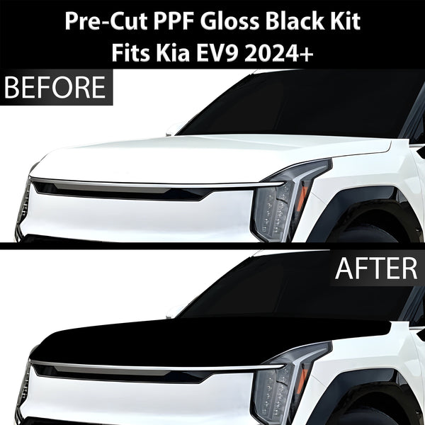 Fits KIA EV9 2024+ Precut Premium Gloss Black Carbon Fiber Hood Paint Protection Film PPF Decal Film Kit Cover