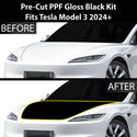 Fits Tesla Model 3 2024+ Precut Premium Gloss Black Carbon Fiber Hood Paint Protection Film PPF Decal Film Kit Cover