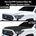 Fits Toyota Tacoma 2024+ Precut Premium Gloss Black Carbon Fiber Hood Paint Protection Film PPF Decal Film Kit Cover