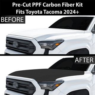 Fits Toyota Tacoma 2024+ Precut Premium Gloss Black Carbon Fiber Hood Paint Protection Film PPF Decal Film Kit