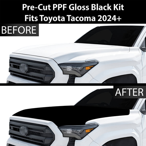 Fits Toyota Tacoma 2024+ Precut Premium Gloss Black Carbon Fiber Hood Paint Protection Film PPF Decal Film Kit Cover