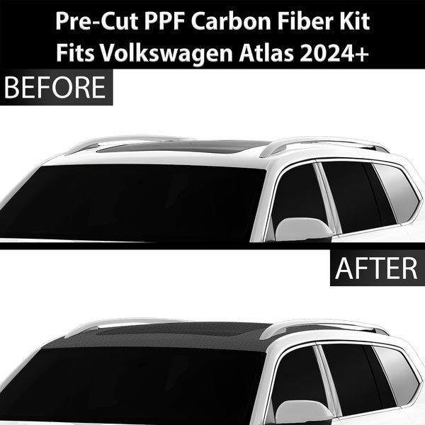 Fits Volkswagen Atlas 2024+ Precut Premium Gloss Black Carbon Fiber Roof Paint Protection Film PPF Decal Film Kit Cover