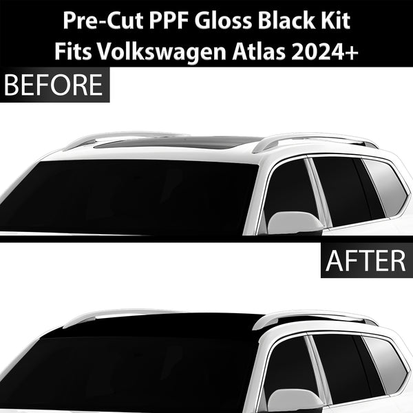 Fits Volkswagen Atlas 2024+ Precut Premium Gloss Black Carbon Fiber Roof Paint Protection Film PPF Decal Film Kit Cover