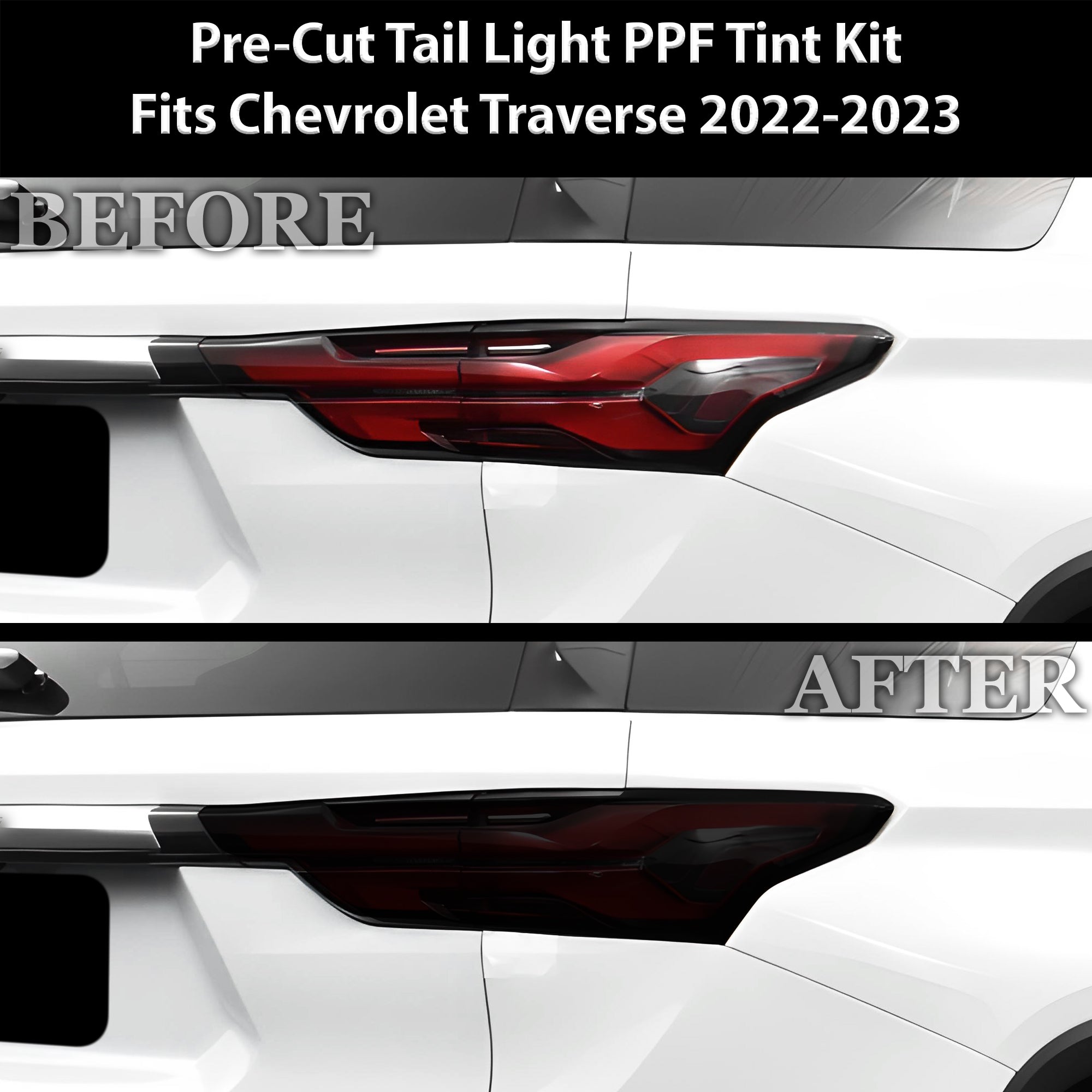 Full Headlight Taillight Precut Smoked PPF Tint Kit Film Overlay Fits Chevrolet Traverse 2022 - 2023 - Bogar Tech Designs
