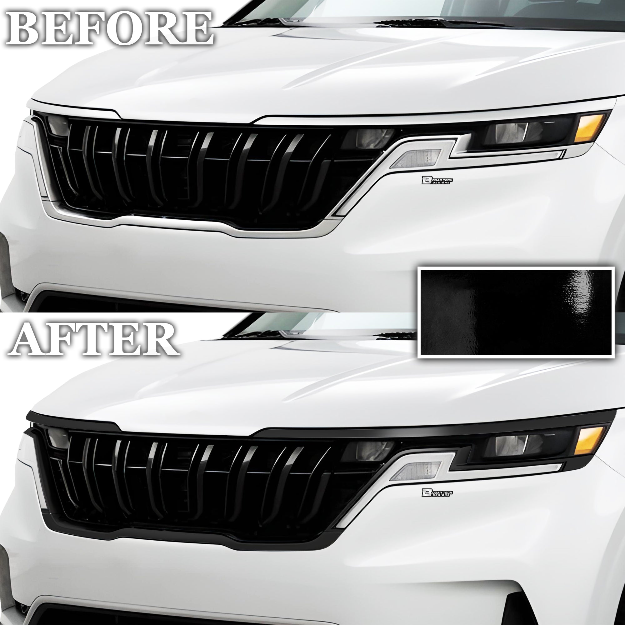 Vinyl Chrome Delete Grille Side Window Rear Blackout Decal Stickers Overlay Film Fits Kia Carnival 2022 - 2025 - Bogar Tech Designs