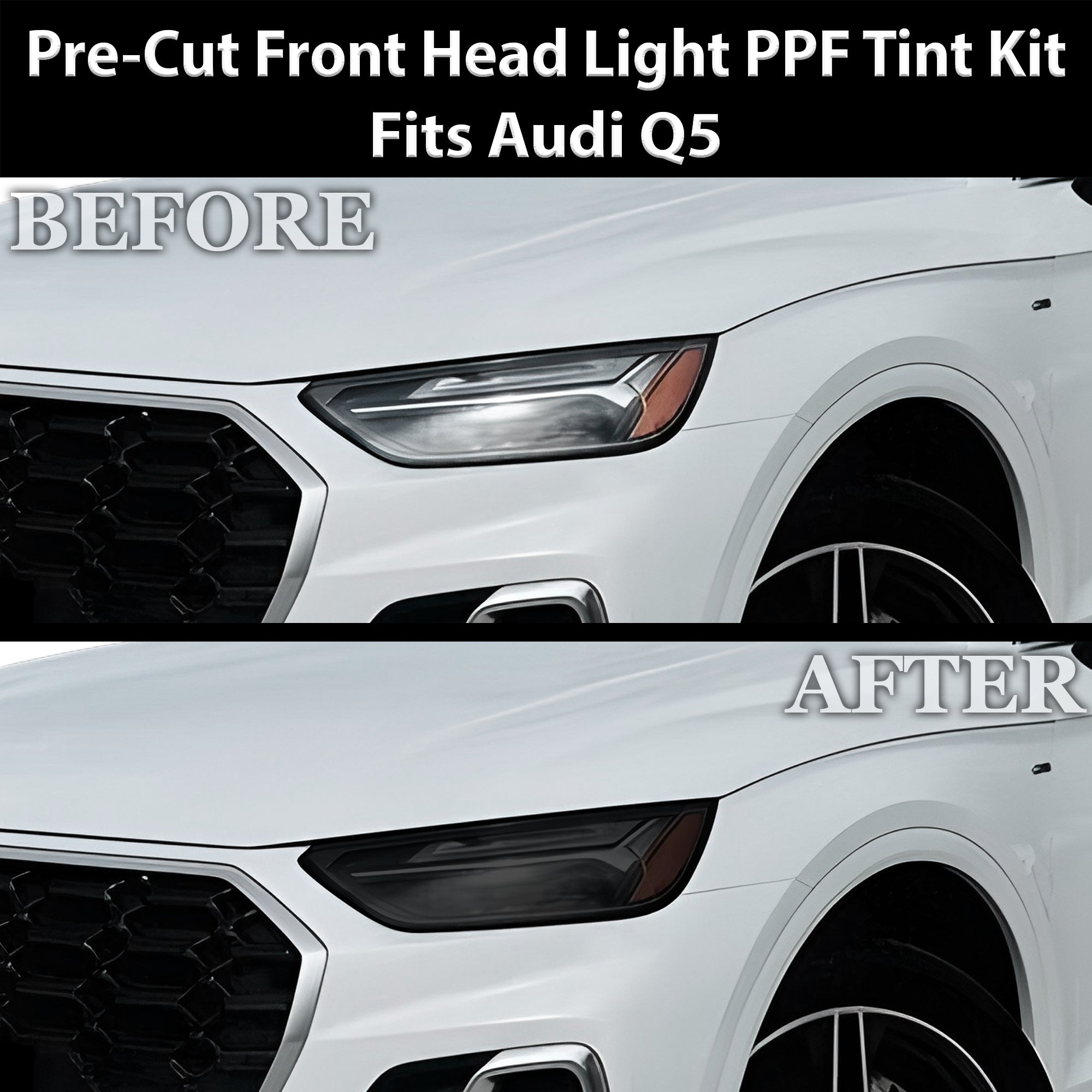 Audi Q5 2021–2025 Dark Smoke Headlight & Taillight Tint Kit – Precut Vinyl Lens Overlays