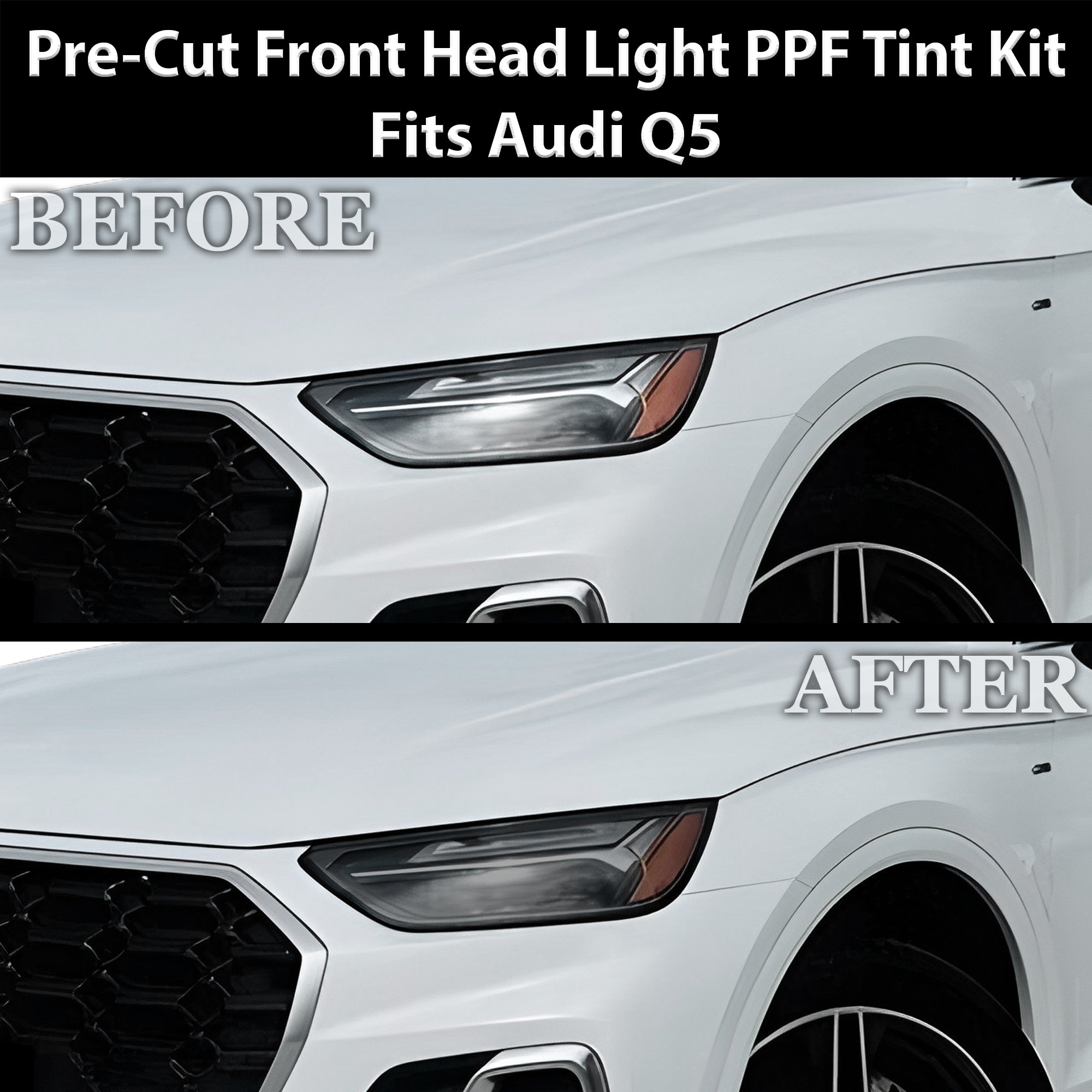 Audi Q5 2021–2025 Dark Smoke Headlight & Taillight Tint Kit – Precut Vinyl Lens Overlays