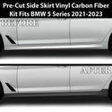 Fits BMW 5 Series 2021-2023 Side Skirt Rocker Panel Vinyl Blackout Decal Stickers Cover Overlay, Carbon Fiber & Gloss Black