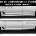 Fits BMW 5 Series 2021-2023 Side Skirt Rocker Panel Vinyl Blackout Decal Stickers Cover Overlay, Carbon Fiber & Gloss Black