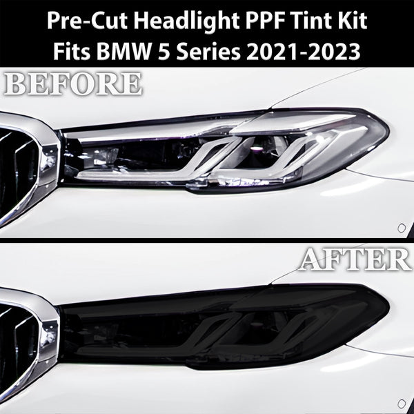 Fits BMW 5 Series 2021-2023 Full Headlight Taillight Precut Smoked PPF Tint Kit Film Overlay