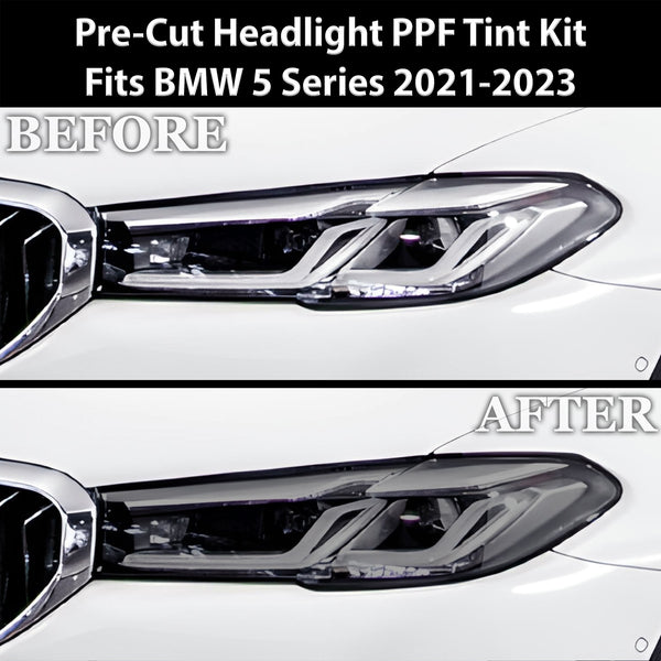 Fits BMW 5 Series 2021-2023 Full Headlight Taillight Precut Smoked PPF Tint Kit Film Overlay