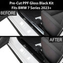 Fits BMW 7 Series 2023+ Precut Door Sill Premium Paint Protection Film PPF Decal Film Kit, Gloss Black Carbon Fiber