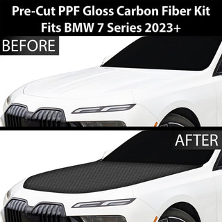 Fits BMW i7 7 Series 2023+ Precut Premium Gloss Black Carbon Fiber Hood Paint Protection Film PPF Decal Film Kit