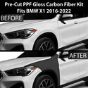 Fits BMW X1 2016-2022 Precut Premium Gloss Black Carbon Fiber Fender Paint Protection Film PPF Decal Film Kit