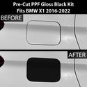 Fits BMW X1 2016-2022 Precut Fuel Door Premium Paint Protection Film PPF Decal Film Kit Gas Cap Cover, Gloss Black Carbon Fiber