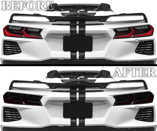 Full Headlight Taillight Precut Smoked PPF Tint Kit Film Overlay Fits Chevy Corvette C8 2020-2024