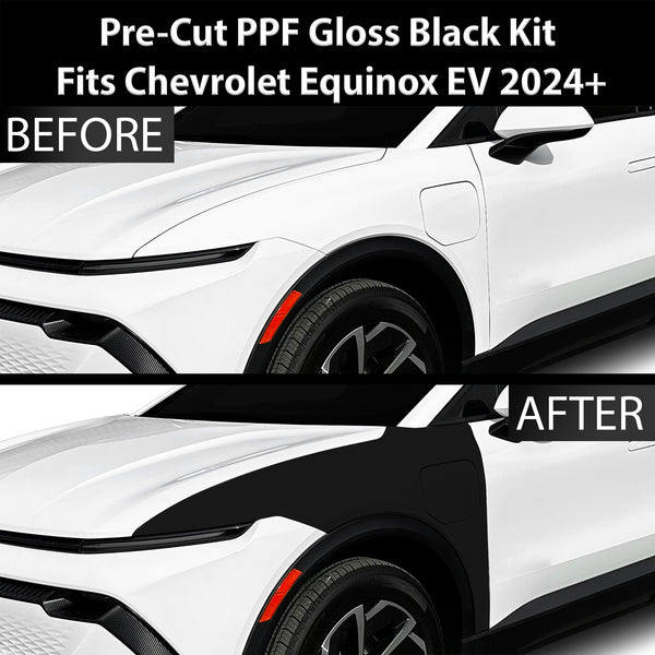 Fits Chevrolet Equinox EV 2024+ Precut Premium Gloss Black Carbon Fiber Fender Paint Protection Film PPF Decal Film Kit